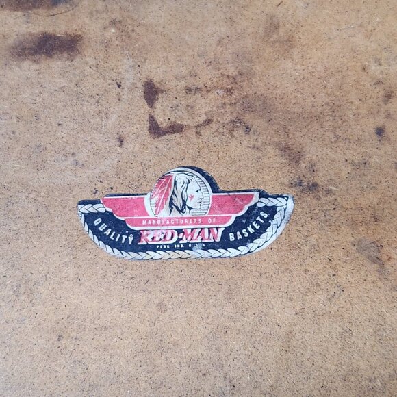 Vintage Red Man Wicker Picnic Basket 12 x 18 Wood Hinged Lid & Metal Handles USA - Picture 9 of 10